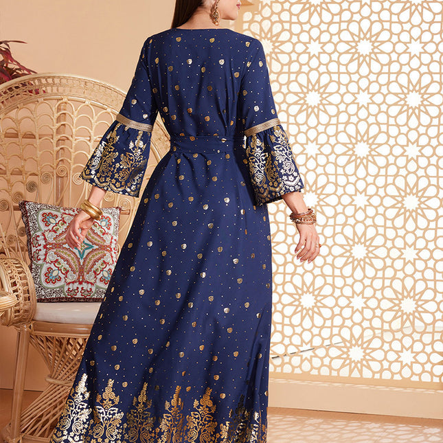 Bronzing Temperament Long Sleeve Dress