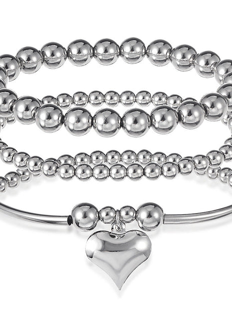 Conjunto de 3 Pulseras Bohemian Love – Joyería de Moda Plateada para Mujer