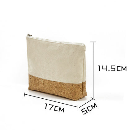 Wood Grain Travel Cotton Canvas Organizing Makeup Bag