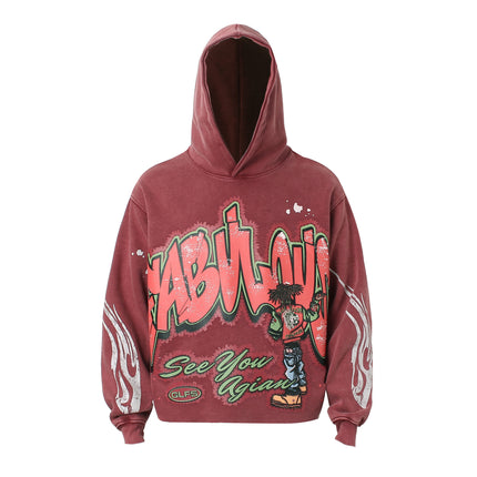 Street Fashion Washed Water Print Hoodie