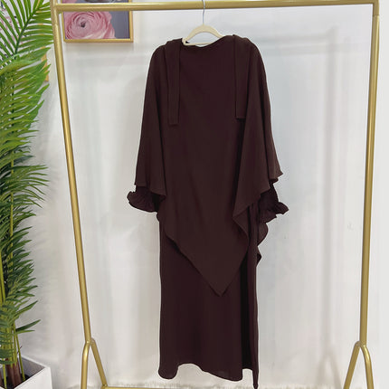 Monochrome Lantern Abaya With Headscarf