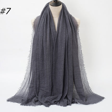 Pure Color Pleated Cotton Scarf Cotton And Linen Scarf
