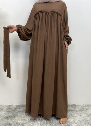 Loose Sleeves with Side Pockets and belt Abaya