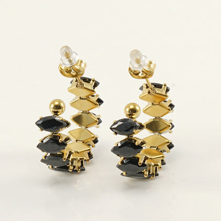 Stainless Steel Zircon Rhinestone Earrings