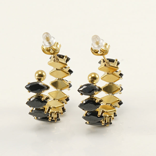 Stainless Steel Zircon Rhinestone Earrings