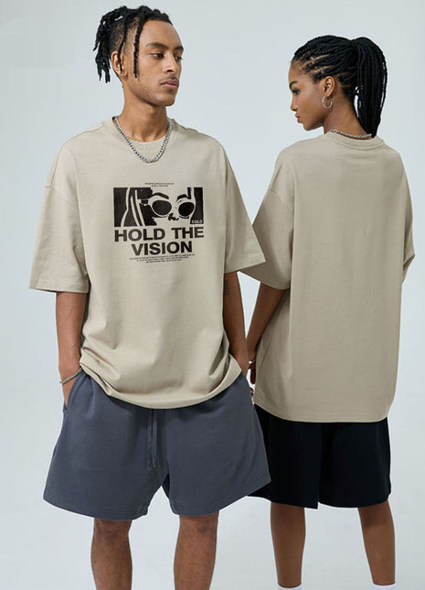 Camiseta holgada de manga corta y cuello redondo con estampado de letras de película