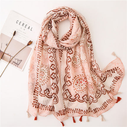 Japanese Style Artistic Cotton and Linen Scarf Bohemian Cashew