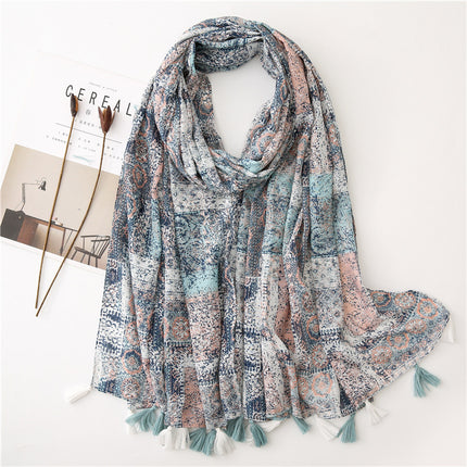 Japanese Style Artistic Cotton and Linen Scarf Bohemian Cashew