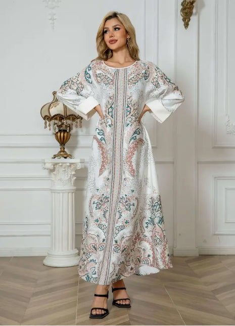 Elegante Vestido Floral de Manga Larga