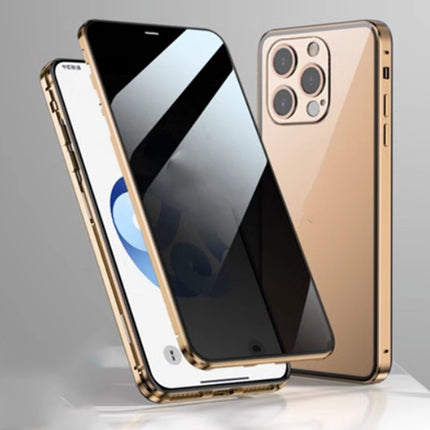 iPhone 13/14/15 Peep-Proof Magnetic Double-Sided Glass Case with Buckle