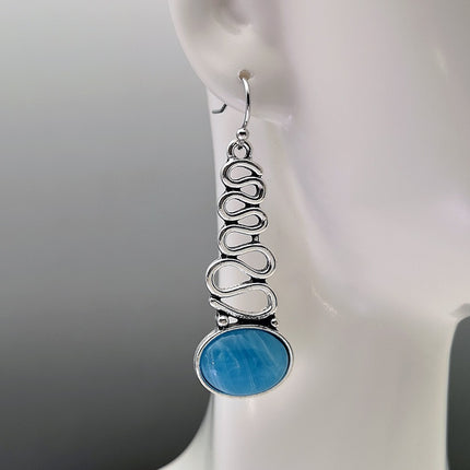 Bohemian Blue Cloud Flower Opal Earrings