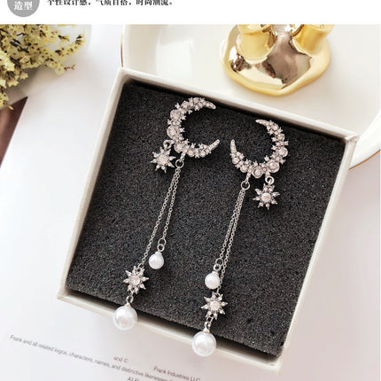 Long Tassel Full-Jeweled Stud Earrings