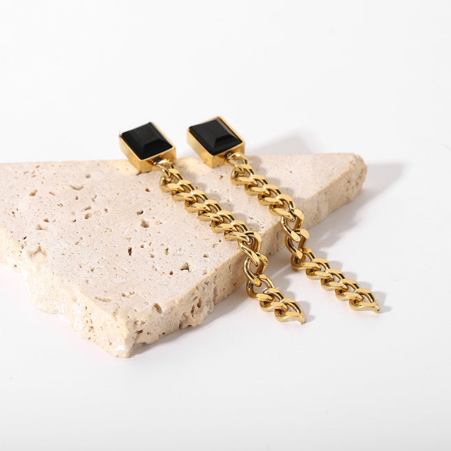 Black Cuban Chain Earrings