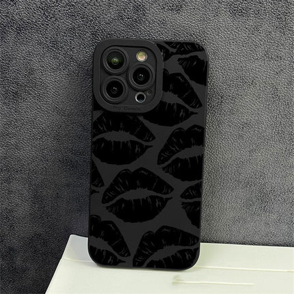 iPhone 11/12/13/14/15 Black Lips Case All Inclusive