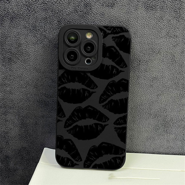 iPhone 11/12/13/14/15 Black Lips Case All Inclusive