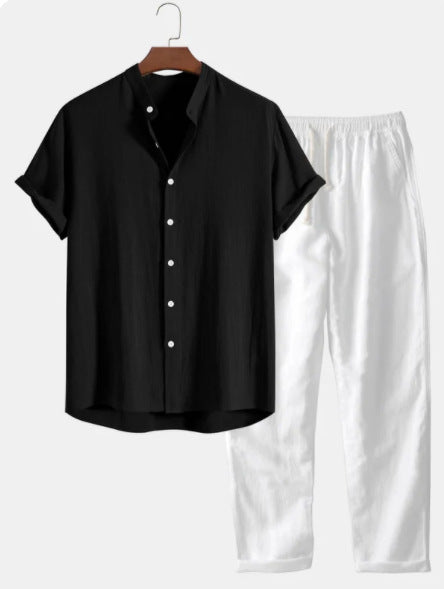 Conjunto Casual de Algodón y Lino para Playa Holgado