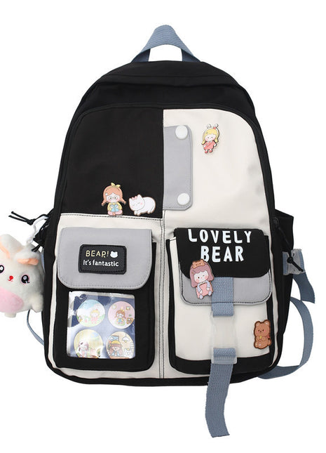 Japanese All-Match Large Capacity Backpack | 20–35L School & Travel Bag with Pendant