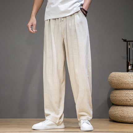 Loose Straight Wide Leg Linen Casual Trousers