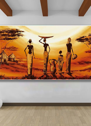 抽象画 アフリカ人女性 - 60x120 cm