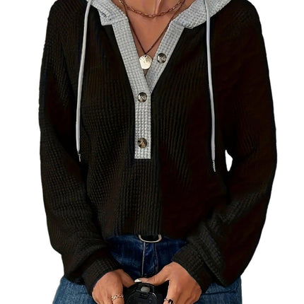 Long Sleeve Hooded Loose-fitting Sweater