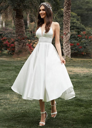 Long V-neck Simple And Thin Suspender Dress