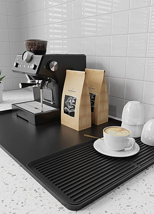 Minimalist Silicone Coffee Machine Mat – Double-Layer Draining Pad & Cup Tray