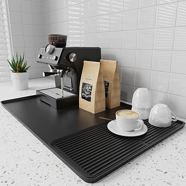 Minimalist Silicone Coffee Machine Mat – Double-Layer Draining Pad & Cup Tray