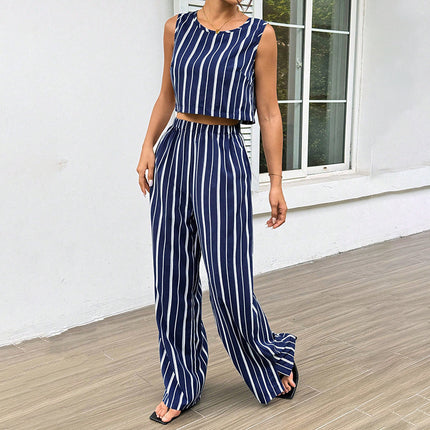 High-Rise Slim Flare Pants Summer Two-piece Set