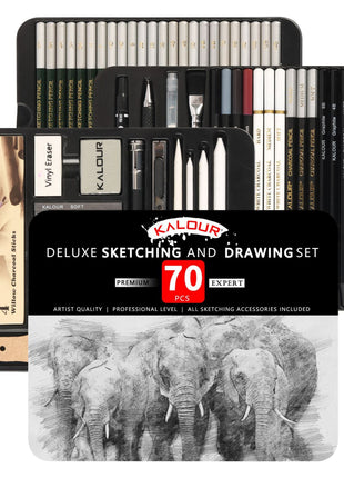 70pcs Sketch Pencil Set with Iron Box