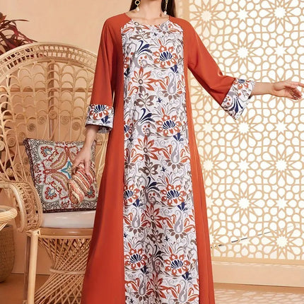 Elegant Floral Long-Sleeved Dress