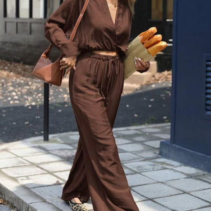 Fashion Wear Long Sleeve V-neck Top Suit