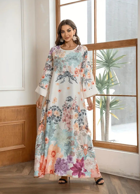 Elegante Caftán Largo Floral