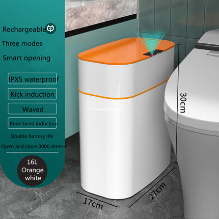 13L / 16L Smart Trash Can IPX5 Waterproof, Waved, Kick & Knee Induction with Lid