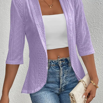 Women's Casual Half Sleeve Solid Color Thin Shawl Coat