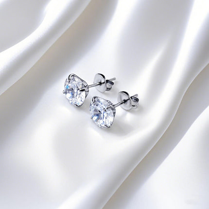 Butterfly Clasp Four-Claw Zircon Stud Earrings
