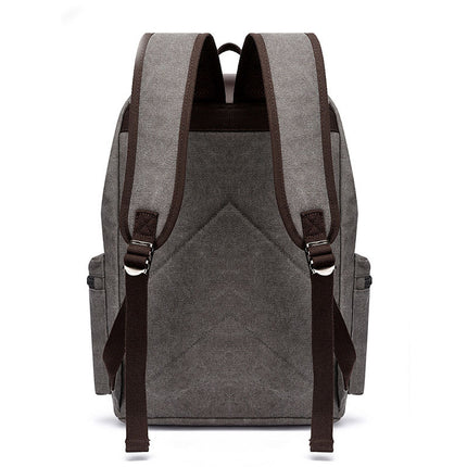 Casual Canvas Backpack Business Laptop Bag With Buckle Drawstring Design