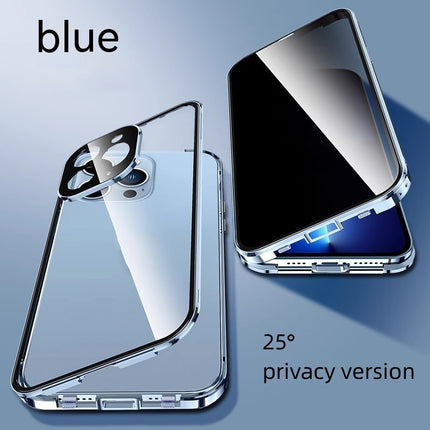 iPhone 13/14/15 Peep-Proof Magnetic Double-Sided Glass Case with Buckle
