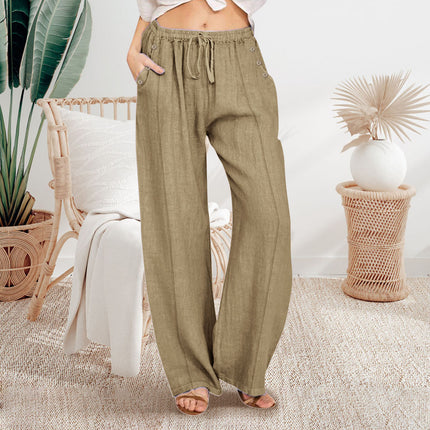 Loose Button Casual Wide-leg Trousers