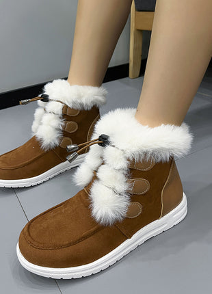 Suede Fleece Snow Plush Round Toe Versatile Boots
