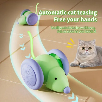 Electric Interactive Automatic Teaser Mouse with Intelligent Obstacle Avoidance Pet Toys