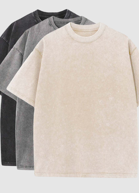 Camisa de Algodón Muy Desgastada con Hombros Caídos - 3 Unidades