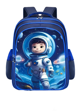 Backpack with space astronaut design on a blue background
